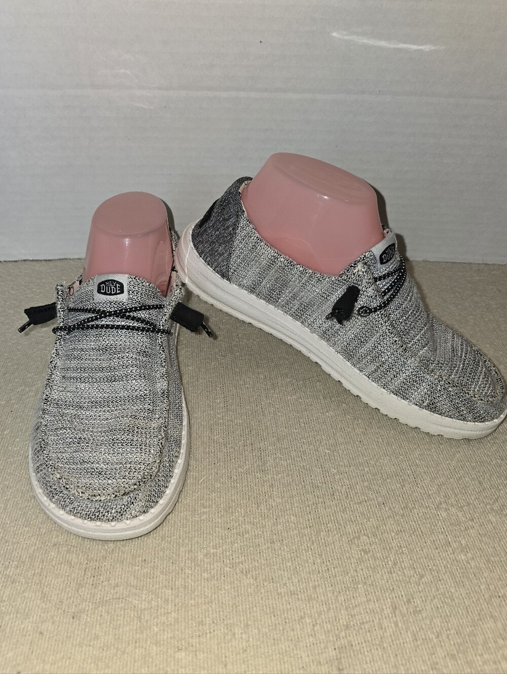 Hey Dude Wendy Stretch Grey Knit Slip-On Casual Sneakers size 7